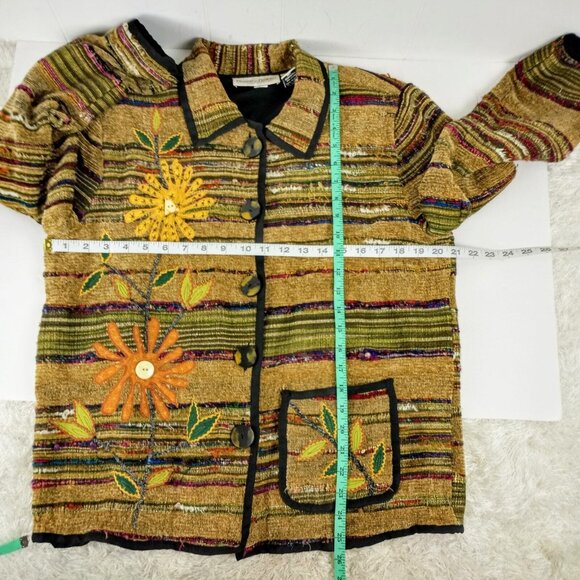Art to Wear Boho Embroidered Applique Floral Jacket Drapers & Damon Medium EUC - Picture 11 of 12
